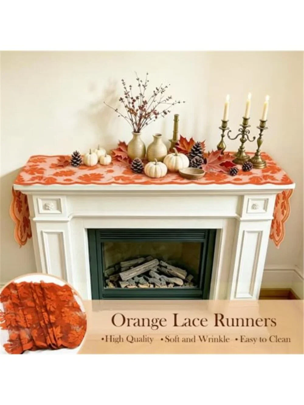 Fall Table Runner Fall Decorations for Home 13 x 72 Inch Maples Leaves Lace